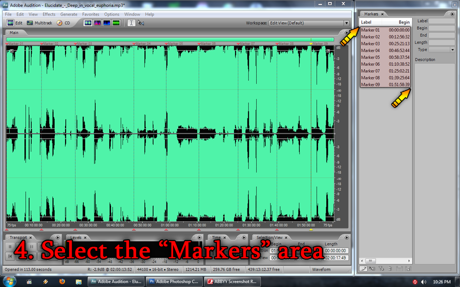 Select the "Markers" area